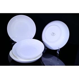 Lily Bone China Dinnerware Set, 4 Pieces, 8-inch Pasta White, Salad, Fruit Plate (Option: White) Lily Bone China Dinnerware Set, 4 Pieces, 8-inch Pasta White, Salad, Fruit Plate (Option: White)